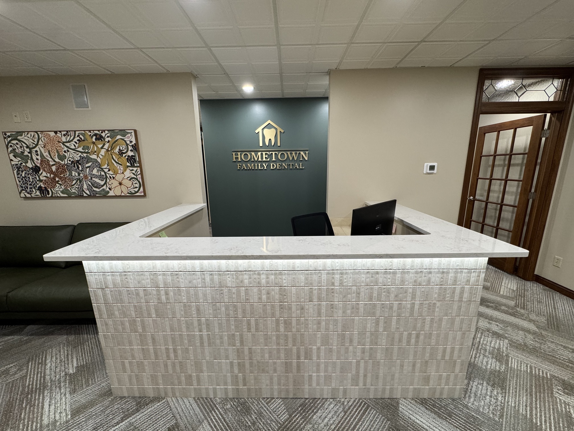 Reception desk area